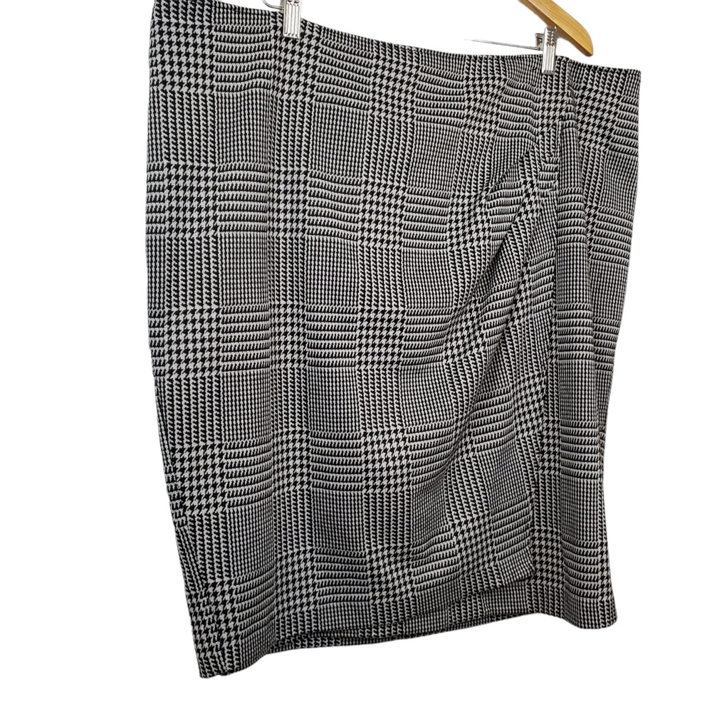 LANE BRYANT SKIRT WOMEN'S 22 FAUX WRAP PENCIL HOUNDSTOOTH CAREER CURVY PLUS